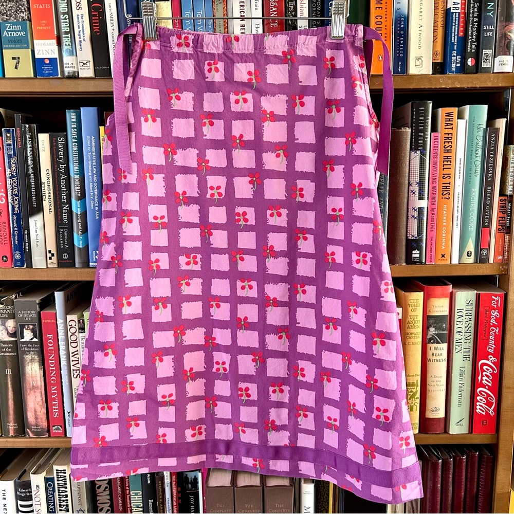 Hanna Andersson Purple Grid Red Flowers Pillow Case 100% Cotton Dress 130 US 8